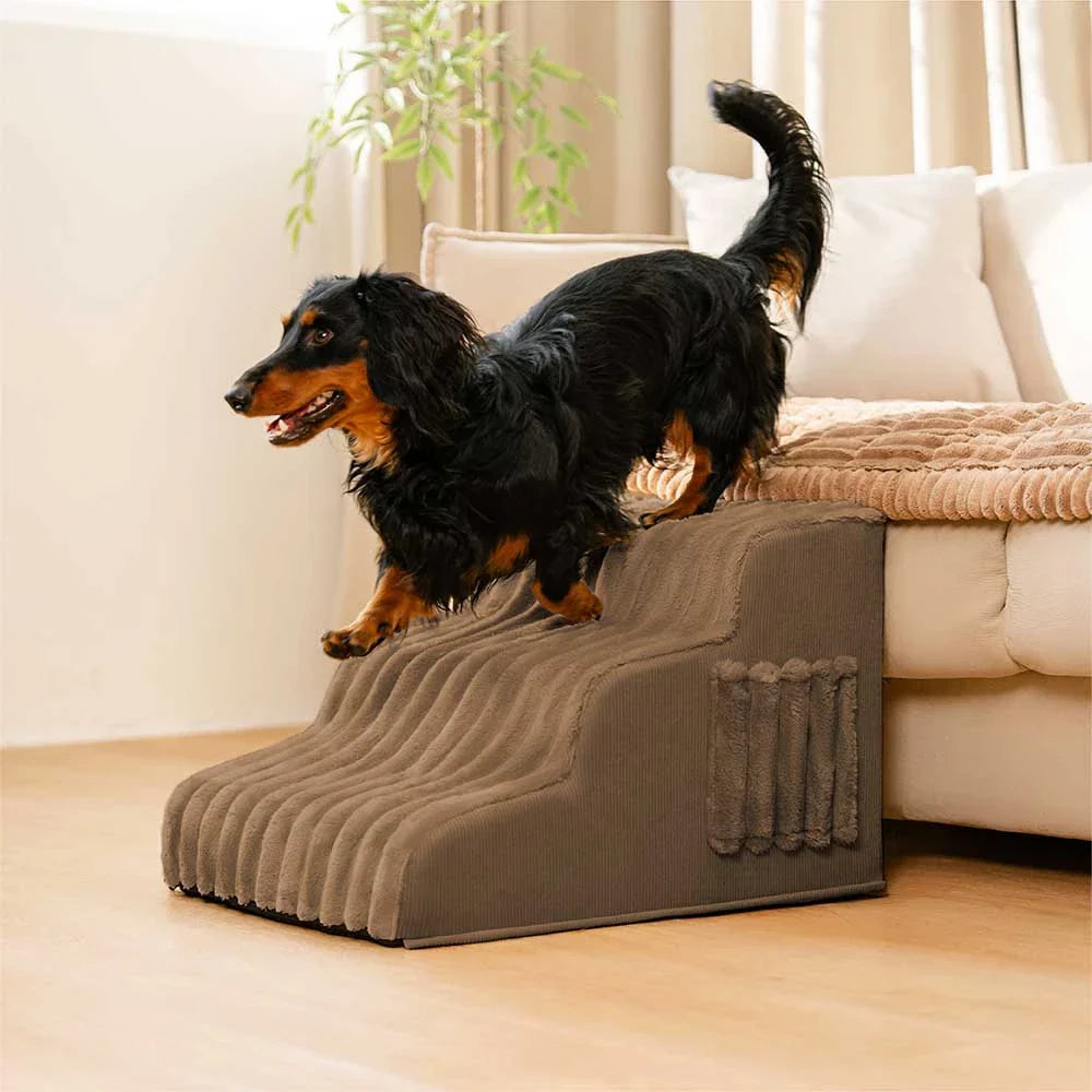 2 in 1 Fluffy Plush Sponge Detachable Pet Stair＆Bed - CreamyRamp