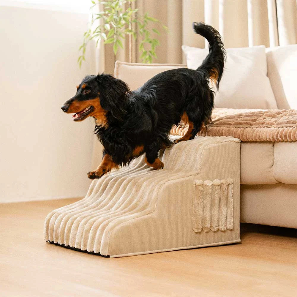 2 in 1 Fluffy Plush Sponge Detachable Pet Stair＆Bed - CreamyRamp