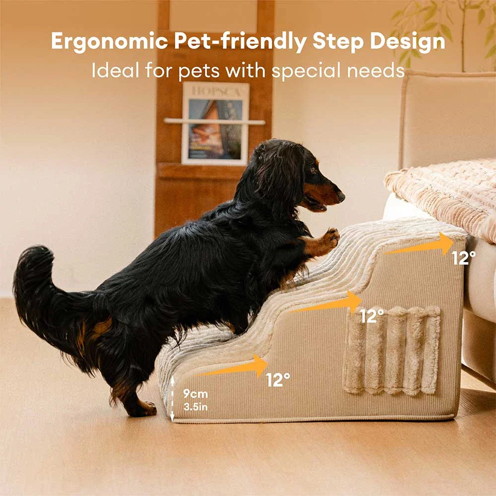 2 in 1 Fluffy Plush Sponge Detachable Pet Stair＆Bed - CreamyRamp