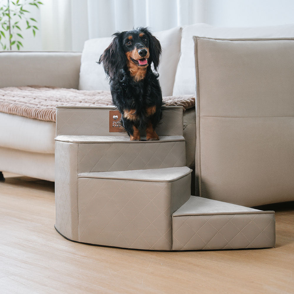 Luxe Water-repellent Faux Leather Removable Spiral Pet Stairs - StepEase