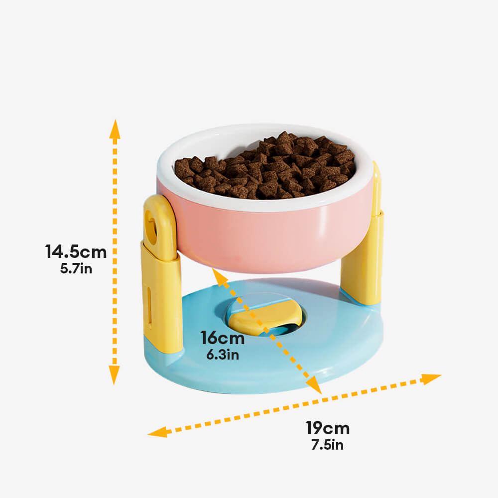Neck Protection Adjustable Raised Pet Bowl with Anti-Slip Suction Base