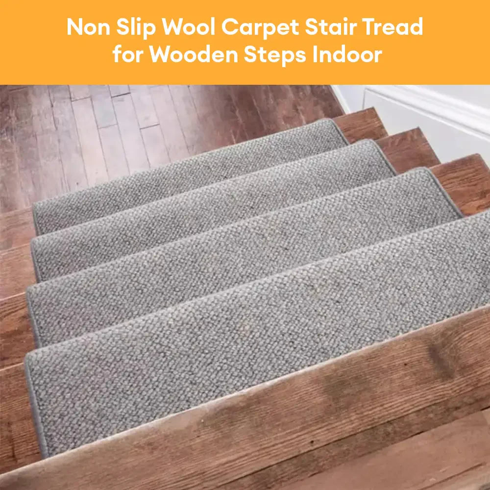 New Zealand Wool Blend Stair Protectors Tape Free Washable Carpet Stair Treads