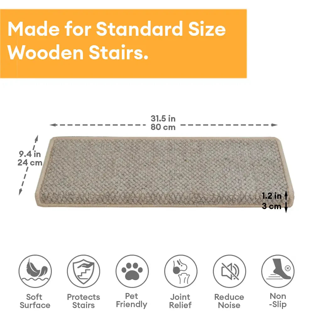 New Zealand Wool Blend Stair Protectors Tape Free Washable Carpet Stair Treads