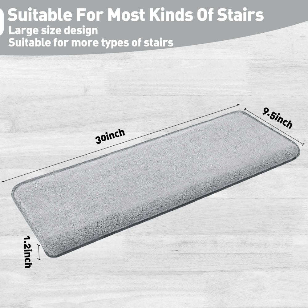 Solid Color Plush Stair Protectors Non-Slip Tape Free Carpet Stair Treads