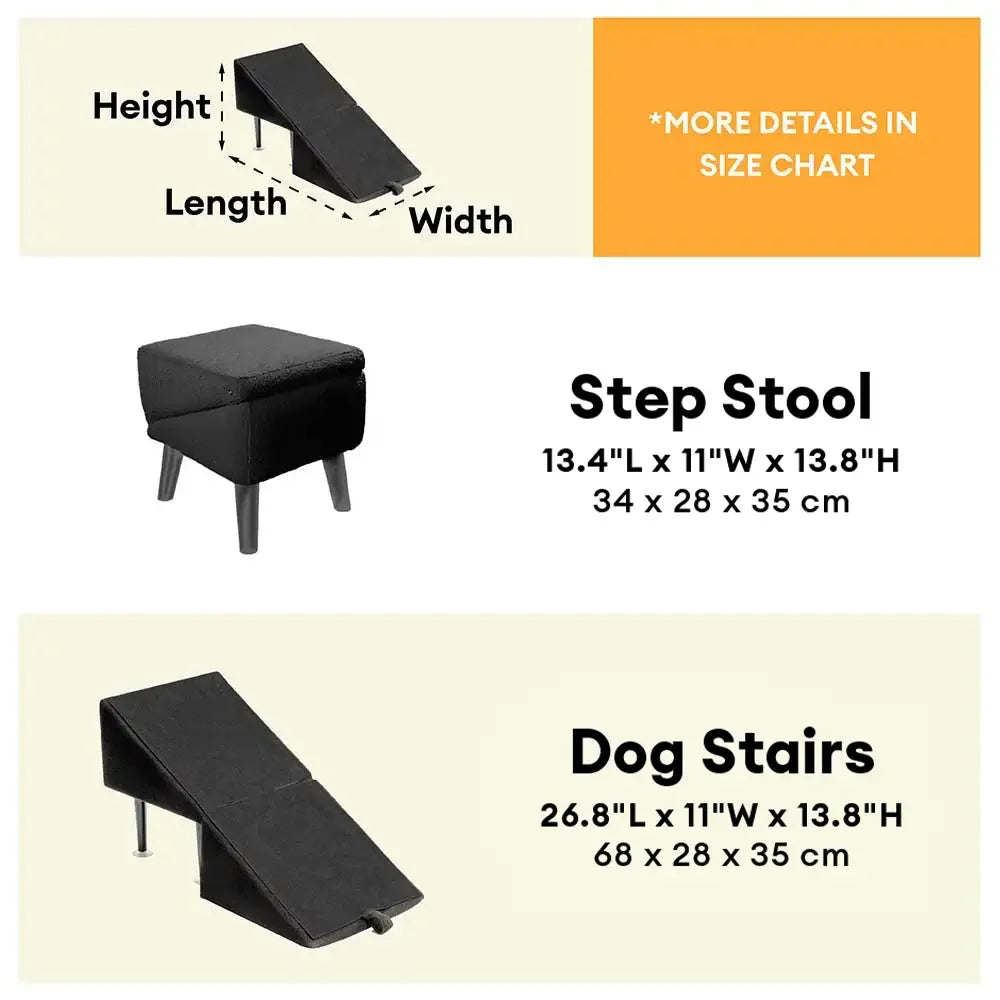 2-in-1 Convertible Wooden Home Step Stool Dog Ramp Stairs